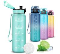 Mujigaga Gourde- 1l- Gourde Sport, Gourdes Motivation Anti-Fuite, Gourdes Filtrante avec Slogan de Motivation, Facile à Nettoyer, Bouteille d'eau pour Fitness, Randonnée, Camping, Running