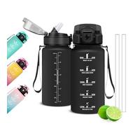 Mujigaga Gourde 500ML, Gourde Sport avec Paille et Graduée, Étanche, Bouteille d'Eau Motivation pour Enfant, l'école, Yoga