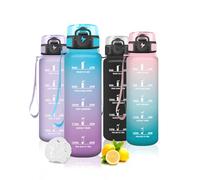 Mujigaga Gourde Enfant, Gourde 500ml Filtrante Anti-Fuite, pour Garçons & Filles, Reutilisable avec Marqueur de Temps, Bouteille d'eau Graduée pour l'École, Bureau, Extérieur