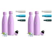 Mujigaga Gourde Isotherme- 500ml- Gourde Enfant, sans BPA, Bouteille Inox, 24h Froid & 12h Chaud, Bouteille Isotherme, Anti Fuite, Facile à Transporter, Bouteille d'eau pour École, Bureau (Lot de 2)