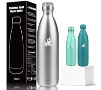 Mujigaga Gourde Isotherme, Gourde 750 ml sans BPA, Facile à Transporter, Bouteille Inox, Double Isolation, Bouteille d'eau Anti Fuite, 24h Froid & 12h Chaud, pour Voyage, École, Bureau, Camping