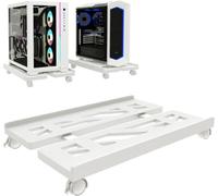 Mujiluxe Support d'ordinateur, Support de processeur Mobile, Support de processeur Universel avec Quatre Roues, Support de Bureau d'ordinateur, Chariot de processeur sous Le Bureau du Joueur (Blanc)