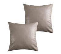 Muka Lot de 2 Housses de Coussin en Simili Cuir décorative | Cousues à la Main pour Dossier de canapé bureau chaise, Fermeture à glissière dissimulée