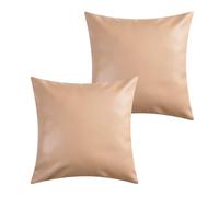 Muka Lot de 2 Housses de Coussin en Simili Cuir décorative | Cousues à la Main pour Dossier de canapé bureau chaise, Fermeture à glissière dissimulée