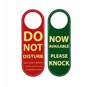 Muka Panneau de porte pour hôtel/bureau « Do Not Disturb Now Available Please Knock », pancarte ne pas deranger porte cuir synthétique, 24 x 8 cm