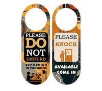 MUKA Panneau de suspension de porte « Do Not Disturb Recording In Progress » - Panneau de porte disponible « Come In Please Knock » - En PVC - 22 x 8,2 cm
