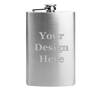 Muka Personalized Wedding Flask, 10oz Leakproof Drinking Flask, Laser Engraved-Silver