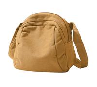 Muka Petit sac à bandoulière en toile délavée, mini sac besace unisexe, sac à bandoulière rétro réglable, marron, Taille unique