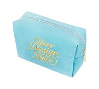 Muka Trousse de Maquillage en Velours Personnalisée avec Initiale du Nom, Logo Imprimé/Brodé, Étui à Bijoux en Velours sur Mesure