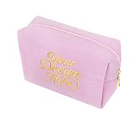 Muka Trousse de Maquillage en Velours Personnalisée avec Initiale du Nom, Logo Imprimé/Brodé, Étui à Bijoux en Velours sur Mesure