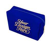 Muka Trousse de Maquillage en Velours Personnalisée avec Initiale du Nom, Logo Imprimé/Brodé, Étui à Bijoux en Velours sur Mesure