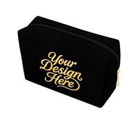 Muka Trousse de Maquillage en Velours Personnalisée avec Initiale du Nom, Logo Imprimé/Brodé, Étui à Bijoux en Velours sur Mesure