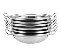 MUKCHAP 6 Pièces 22cm Balti Plat de Service, Plat de Service Curry Indien Karahi, Bol Balti en Acier Inoxydable avec Poignée, Argent