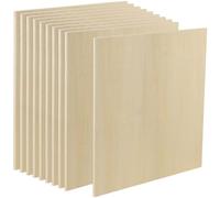 MUKCHAP Lot de 10 feuilles carrées de contreplaqué de tilleul de 254 x 254 x 6 mm, 25,4 x 25,4 x 0,5 cm