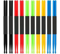 MUKCHAP Lot de 10 paires de baguettes de batterie 5A en nylon antidérapant en plastique multicolore pour percussion, pratique, performance, relaxation