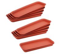 MUKCHAP Lot de 10 plateaux d'égouttement rectangulaires en plastique pour plantes en pot, 39,5 x 17 x 3 cm, rouge brique