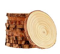 MUKCHAP Lot de 10 tranches de bois naturel de 16,3 à 17,8 cm, pour travaux manuels ronds en bois de pin, tranches rustiques en écorce d'arbre pour centres de table, décorations de festival, décoration de mariage, projet de bricolage