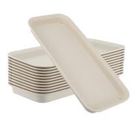 MUKCHAP Lot de 12 plateaux rectangulaires en plastique pour pot de fleurs - 39,5 x 17,8 x 3,2 cm - Pour intérieur et extérieur - Pour contenir des gouttes d'eau et de la terre - Blanc cassé