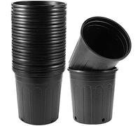 MUKCHAP Lot de 15 pots de fleurs en plastique noir de 17 cm Pots avec Trou de Drainage pour plantes grasses, boutures, transplantation (3,7 litres)