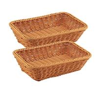 MUKCHAP Lot de 2 paniers à pain rectangulaires en osier pour fruits, légumes, pain - 30 x 20 x 10 cm