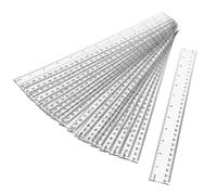MUKCHAP Lot de 20 règles 30 cm droites en plastique transparent - Règle droite avec pouces et métriques - Outil de mesure transparent pour l'école et le bureau
