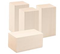 MUKCHAP Lot de 4 blocs de sculpture en tilleul de 15,2 x 7,6 x 7,6 cm, blocs de bois de tilleul brut pour débutants, loisirs créatifs, sculpture