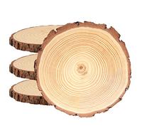 MUKCHAP Lot de 4 tranches de bois naturel de 20 à 23 cm, cercles en bois brut ronds, rondins de bois, disques de bois pour travaux manuels, décoration de mariage, projet de bricolage