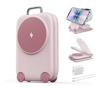 Mukiya Station de Charge sans Fil Rapide Travel Mag-Safe Chargeur pour Apple, Chargeur magnétique Pliable 3 en 1 Compatible avec i-Phone 17, 16, 15, 14, 13, 12, Apple Watch et AirPods 4, 3 et 2(Rose)
