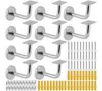MUKLEI Lot de 10 supports de rampe d'escalier en acier inoxydable, supports de rampe d'escalier robustes, support de main courante d'escalier pour escaliers, supports muraux, argenté