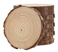 MUKLEI Lot de 10 tranches de bois naturel de 18 à 20 cm, sans trou, rondelles en bois brut pour arts, loisirs créatifs, décorations de Noël, décoration de mariage, dessous de verre en bois