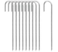 MUKLEI Lot de 14 piquets de Sol de 40,6 cm, Crochets en Forme de J, piquets d'armature en Acier galvanisé, piquets de Tente Robustes, piquets de Tente en Acier