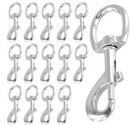 MUKLEI Lot de 15 mousquetons pivotants, argentés, petite fermeture pour porte-clés, sangles, étiquettes suspendues