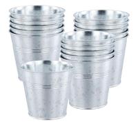 MUKLEI Lot de 16 Petits Pots de Fleurs Ronds en métal galvanisé de 11 cm pour Plantes, Herbes, Fleurs, arbustes
