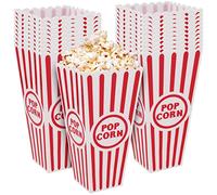 MUKLEI Lot de 20 boîtes à popcorn rétro en plastique à rayures rouges et blanches pour popcorn - Pour fêtes d'anniversaire, soirée cinéma, mariage