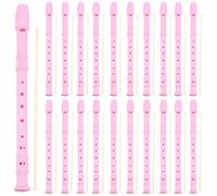 MUKLEI Lot de 20 flûtes soprano descendantes, 8 trous, flûte à bec soprano avec tige de nettoyage pour débutants, rose