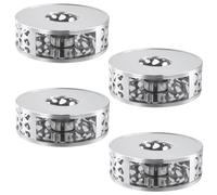 MUKLEI Lot de 4 chauffe-théières en acier inoxydable 430 argenté avec porte-bougie, base de chauffe-théière pour salon, salle de réunion