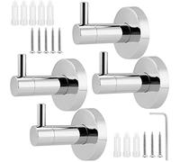 MUKLEI Lot de 4 crochets de porte de salle de bain, crochets de serviette robustes avec vis pour salle de bain, chambre à coucher, cuisine, argenté