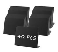MUKLEI Lot de 40 mini panneaux en plastique pour buffet, étiquettes de présentation de nourriture pour buffet, petit tableau noir avec supports pour étiquettes de prix, mariages, fêtes, 10,2 x 7,6 cm