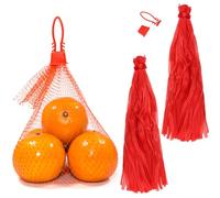 MUKLEI Lot de 400 sacs en maille - 55 cm - En plastique rouge - Sacs à banane avec boucles en filet - Pour fruits de mer et fruits de mer - Pour stockage des oignons et des pommes de terre