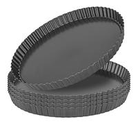 MUKLEI Lot de 5 moules à tarte cannelés antiadhésifs avec base amovible en acier au carbone, plat à tarte 30 cm pour tartes, cheesecakes, gris