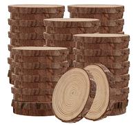 MUKLEI Lot de 60 tranches de bois naturel de 9 à 10 cm, sans trou, rondelles en bois brut pour arts, loisirs créatifs, décorations de Noël, décoration de mariage, dessous de verre en bois