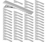 MUKLEI Lot de 600 pinces crocodile cheveux metallique de 45 mm, pinces à cheveux crocodiles en métal à extrémité plate pour nœud à cheveux, loisirs créatifs, argent