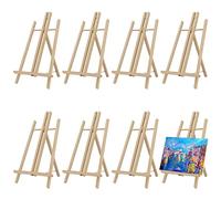 MUKLEI Lot de 8 chevalets de présentation en bois de pin de 30 cm, mini chevalets réglables en bois de pin, trépieds pliables pour peinture, travaux manuels, cadres d'affichage