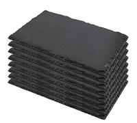 MUKLEI Lot de 8 planches à fromage en ardoise noire de 25,4 x 11,9 cm, plateau de service en ardoise noire avec bord naturel, plateau de service en pierre d'ardoise pour fromage, charcuterie, sushis, apéritifs