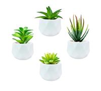 MukMlon Plante Artificielle,Petite Simulation Succulent,Fausse céramique Blanche,Bureau, décoration intérieure(4pcs)