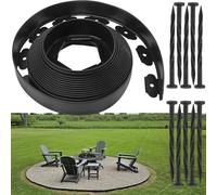 MUKSEUT Bordure de pelouse flexible de 10 m, 6 cm de haut, bordure de jardin en plastique noir avec piquets, bordures de jardin en plastique pour parterres de fleurs, pelouses, gazon et trottoir