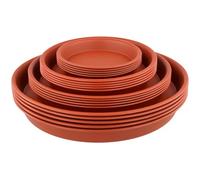 MUKSEUT Lot de 20 soucoupes rondes rouges pour pots de fleurs, 4 tailles, plateaux de plantes en plastique durable pour pots de fleurs, soucoupes imperméables, plateaux d'égouttement pour intérieur et
