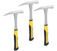 MUKSEUT Lot de 3 marteaux de 680,4 g, marteau de géologue à tête plate avec poignée de réduction des chocs, marteaux de maçonnerie pour l'exploitation minière, la prospection