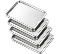 MUKSEUT Lot de 4 plaques de cuisson rectangulaires en acier inoxydable pour rôtir les aliments, 31,5 x 24,5 x 2,5 cm