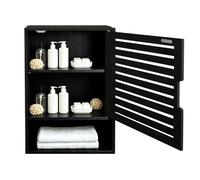 MUL-BOUTIQUE Armoire d'angle pour Salle de Bain en Bambou, Fixation Murale avec Porte à persiennes aérée, Meuble de Rangement 20×40×60cm, résistant à l'humidité pour Coin de Toilette (Noir)